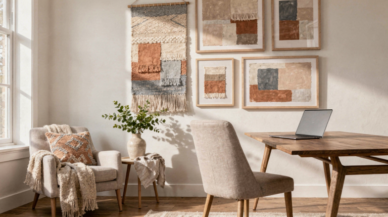 How to Style a Home Office with Art and Textiles